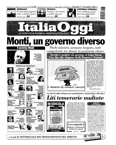 Italia oggi : quotidiano di economia finanza e politica